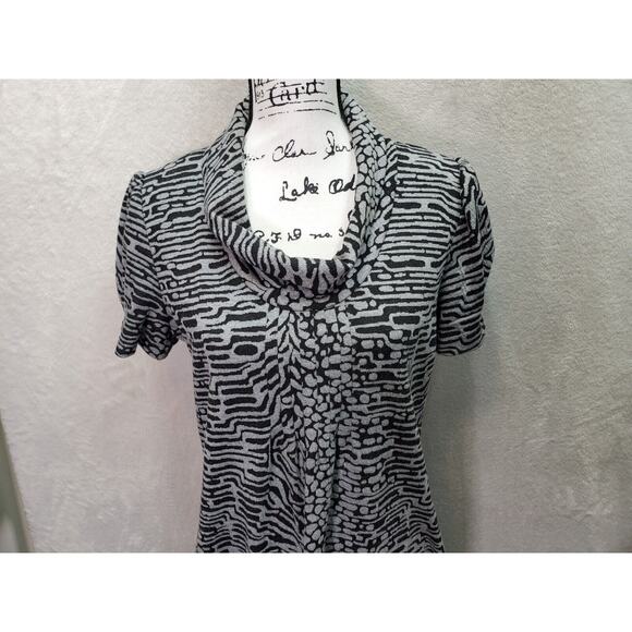 Calvin Klein Sheath Dress Women Size 10 Gray Animal Print Short Sleeve Cowl Neck - Picture 4 of 6